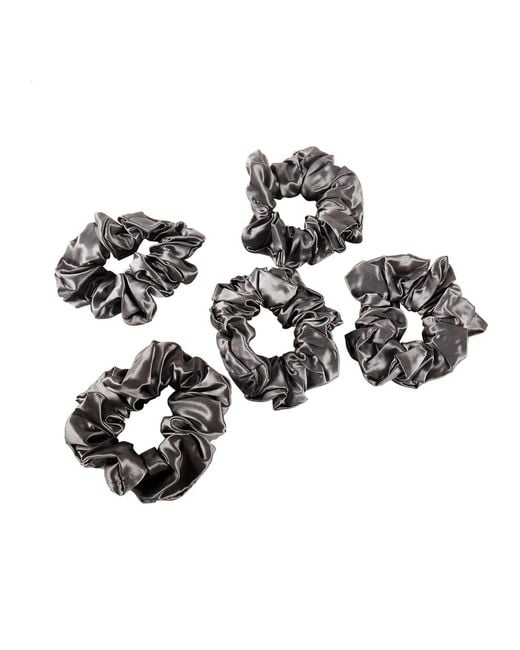 Soft Strokes Silk Metallic Pure Mulberry Silk French Scrunchie Set Of Five