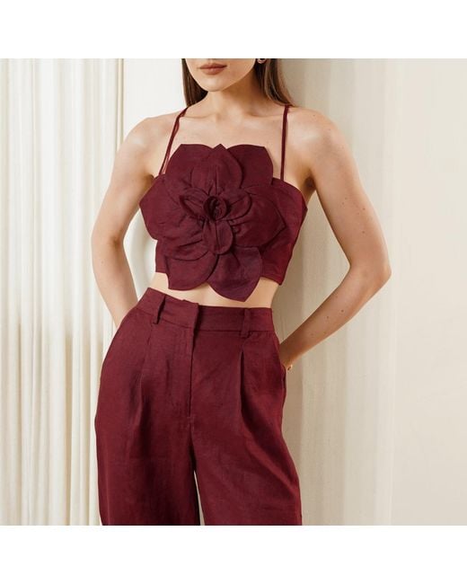 Yumi Kim Purple Sahara Burgundy Linen Top