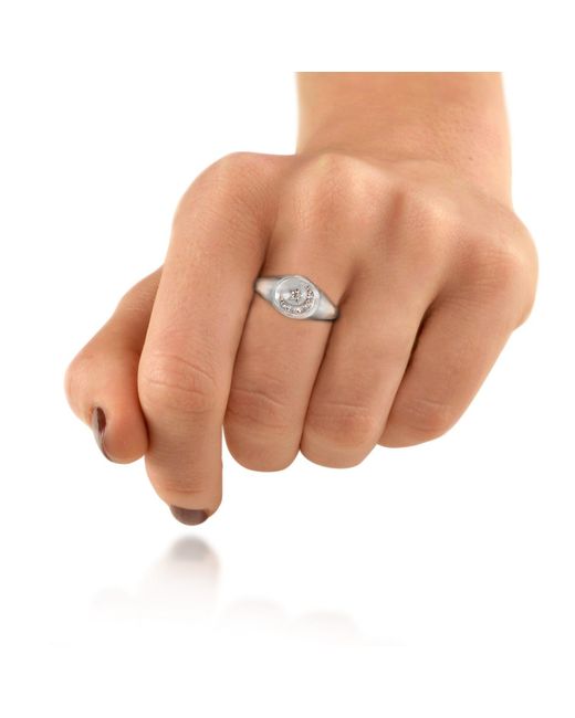 The Jewellery Store London Metallic Round Celestial Signet Ring With Cz