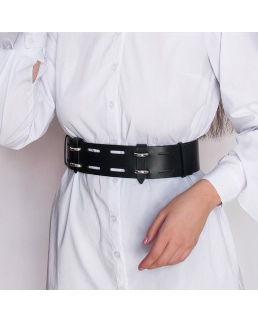 Haute Cuir Black Slim Structural Leather Belt