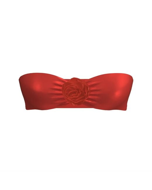 Blackbough Swim Red Nadia Scrunched Bandeau Top Hot Gloss