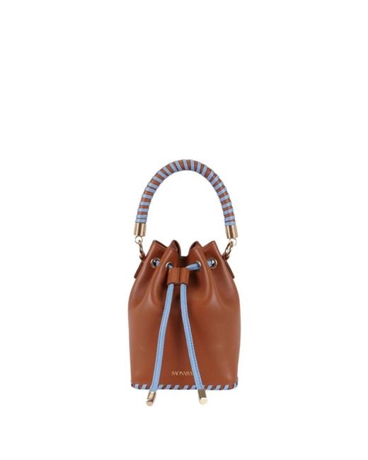 Saonara Brand Brown Mini Bucket Bag Caramel Sky Leather