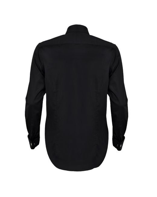 DAVID WEJ Black Ashton Collar Double Cuff Dress Shirt – for men