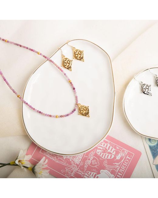 Seven Saints Metallic Cancer Gemstone Choker Necklace, Ruby, Plated