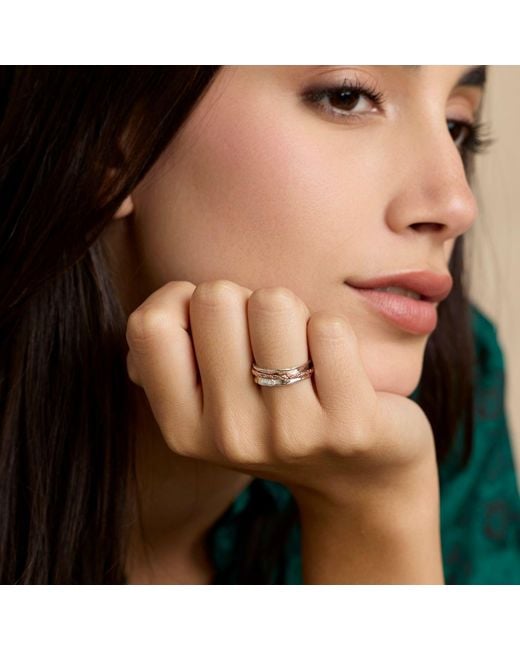 Isla Silver White Ring With Copper Spinning Band