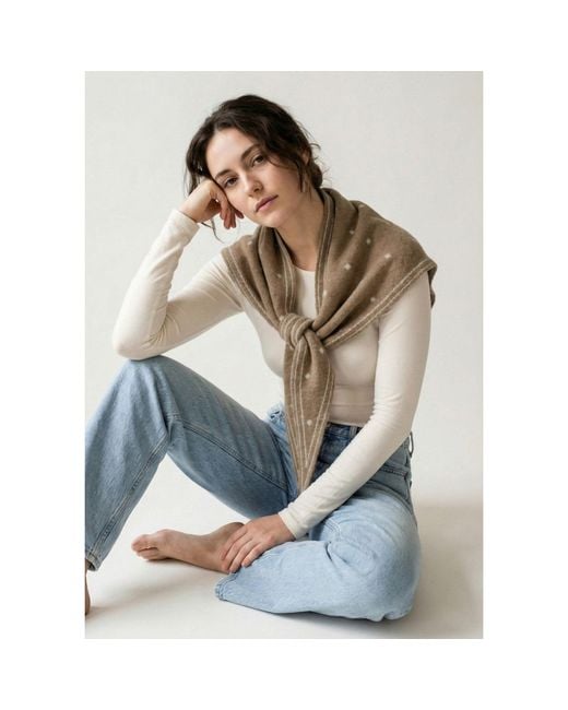 Saachi Natural Polka Dot Triangle Scarf