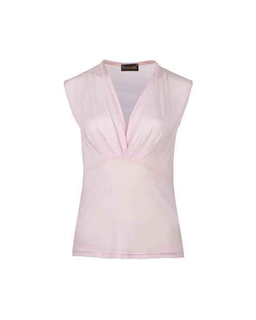 Conquista Pink Rose Semi Sheer Tie Detail Top