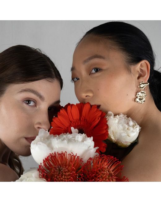 Rare Matters Jewelry Metallic Golden Flora Statement Earrings