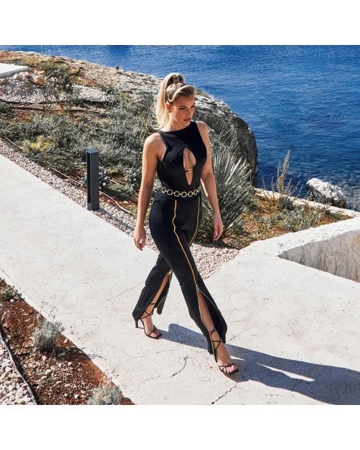 ANTONINIAS Black Venetia One-piece Swimsuit With Cut-out Detailing In