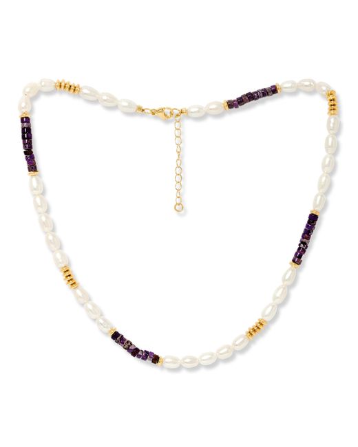 Pearls of the Orient Online Metallic Nova Oval Cultured Freshwater Pearl Necklace With Jasper & Beads