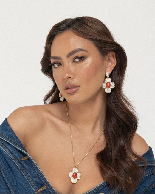 Ornare the Label Metallic Pippa Earrings – Coral
