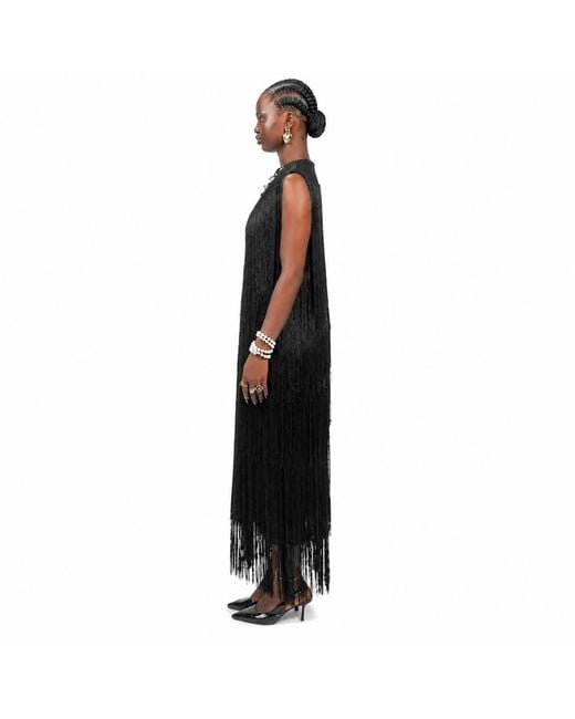 Chuks Collins Blue Ajah New Collection Drop-Hand-Layered Fringe Mesh Dress