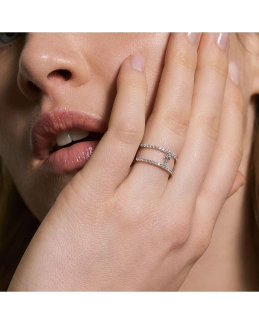 Dyamka Metallic Paved Two Rows Ring