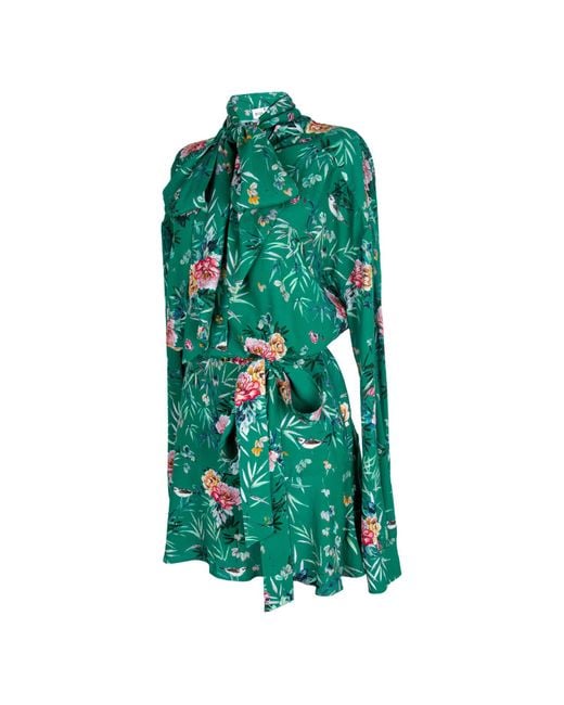 Rua & Rua Green Signature Mini Dress With Silk Lining And Floral Print