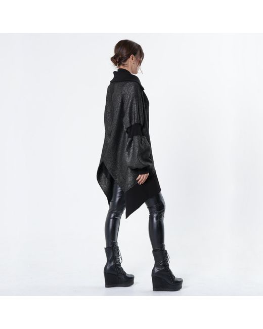 Metamorph Black Extravagant Asymmetrical Metallic Cardigan