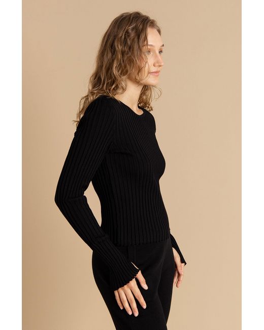 SALANIDA Black Brera 100% Merino Long-Sleeve Top