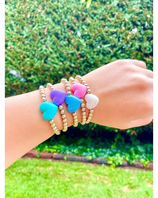 Olivia Le Metallic Love Heart 14K Filled Bead Bracelet