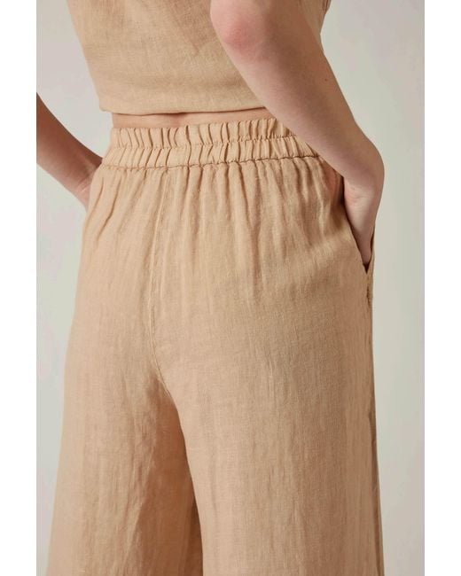 James Lakeland Natural Neutrals Sand Linen Wide-Leg Trousers