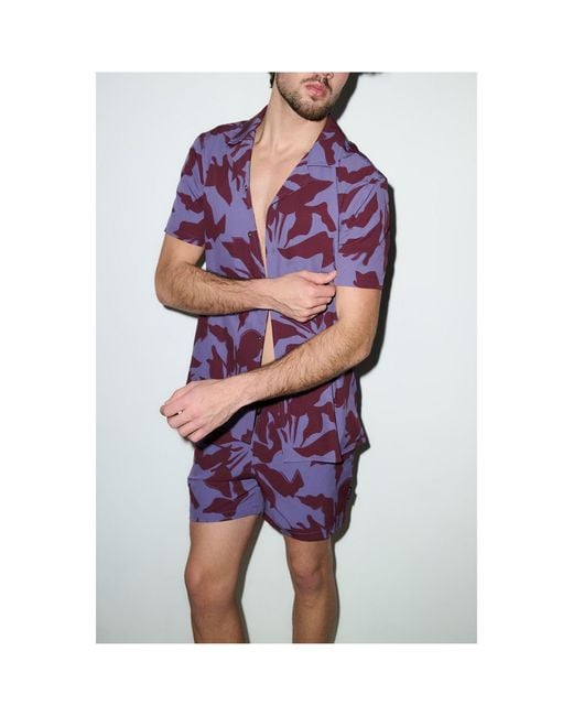 Playaluxe Purple Saint Tropez Cabana Shirt Burgundy Lilac for men