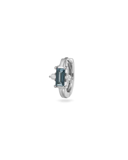 Zohreh Blue London Topaz & Sapphire Baguette Huggie Hoop Earring Sterling