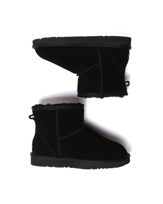 EverAu Australia Black Ostrich Leather Short Boots
