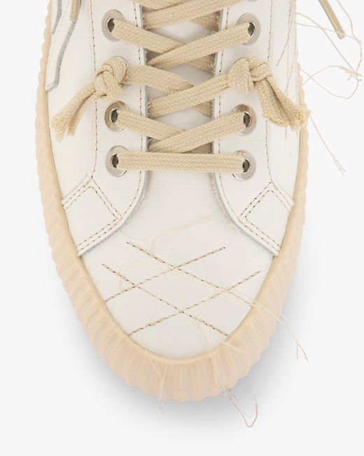 Springa | Unique Vulcanized Sneakers Italian Handmade White Wavy Leather Embroidery Sneakers for men