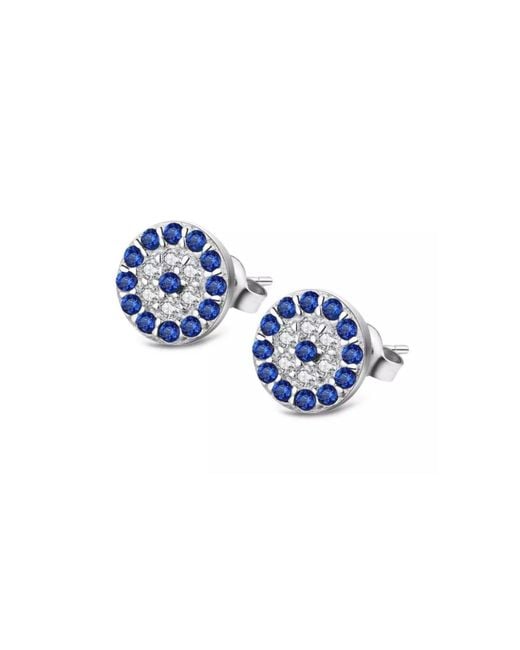Spero London Blue Mini Evil Eye Stud Earring