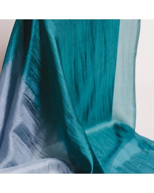 Silk and Bears Green Emerald Horizon Ombre Silk Shawl – Hand-Dyed Mulberry Silk Wrap