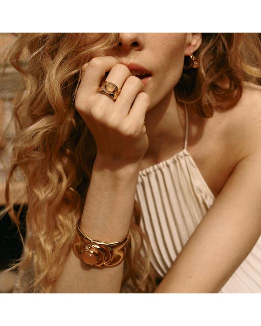 Retro Chic Metallic Neutrals Dawn Light Wide Ring