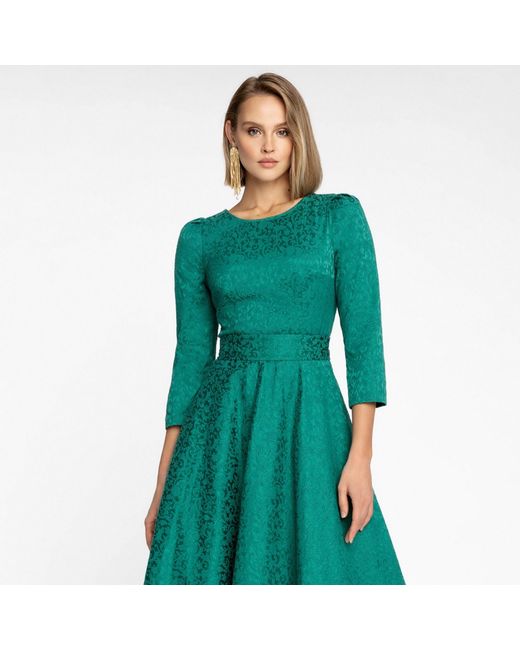MATSOUR'I Green Jacquard Dress Alyzee
