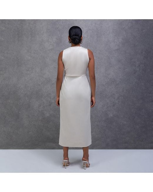 Celestine & Mae White Neutrals Tailored Button Down Midi Dress
