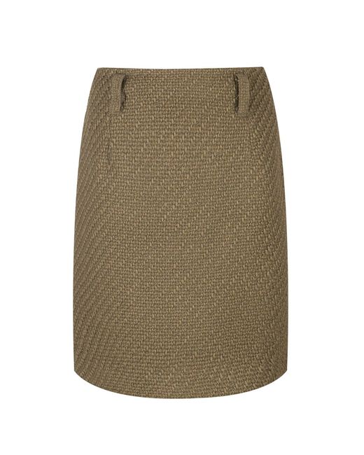 Conquista Green Jacquard Wool Coat Fabric Mini Skirt