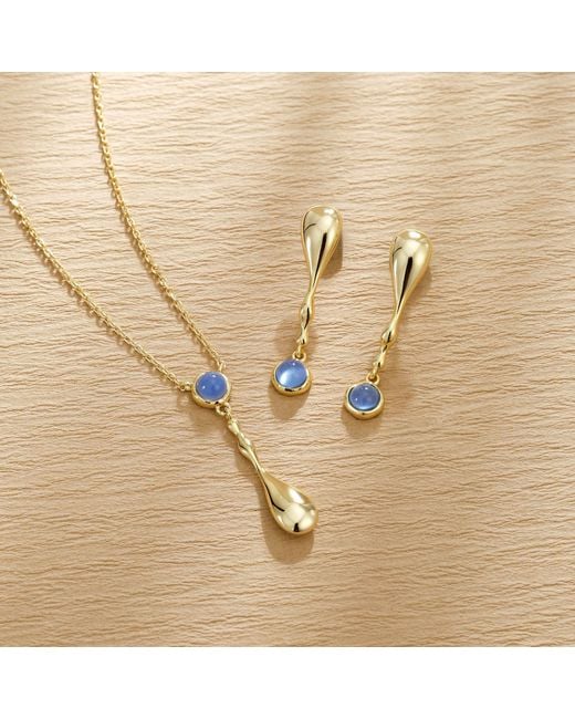 Vanimy Metallic Seren Flow Gemstone Droplet Necklace