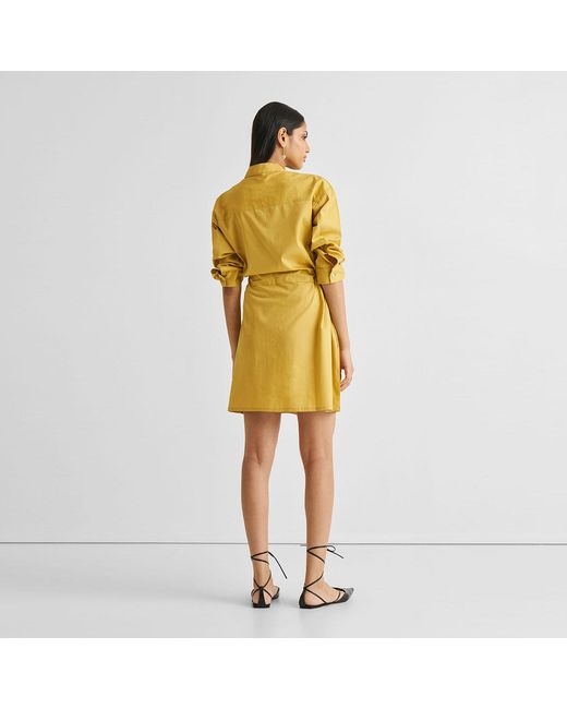REISTOR Yellow Short Tie Waist Dress