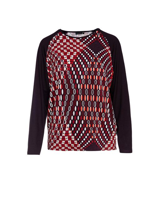 Conquista Red Allover Pattern Jersey Top