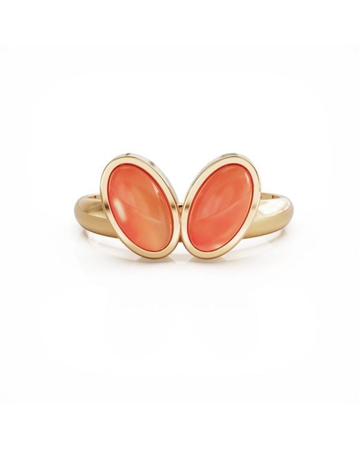 Linda Fiore Orange You & Me Baby Vermeil Ring With Carnelian
