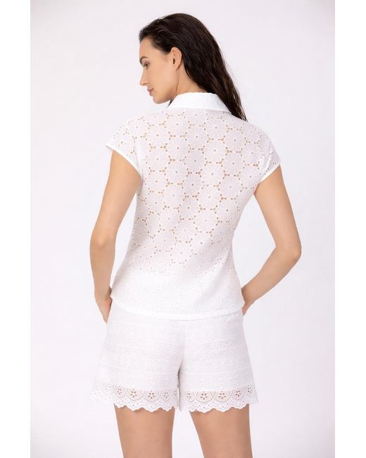 Smart and Joy Gray Cotton Lace Shirt With Short Sleeves