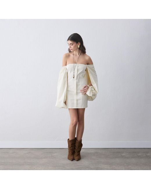 Thisisu Collection White Kaia Balloon Sleeve Mini Dress