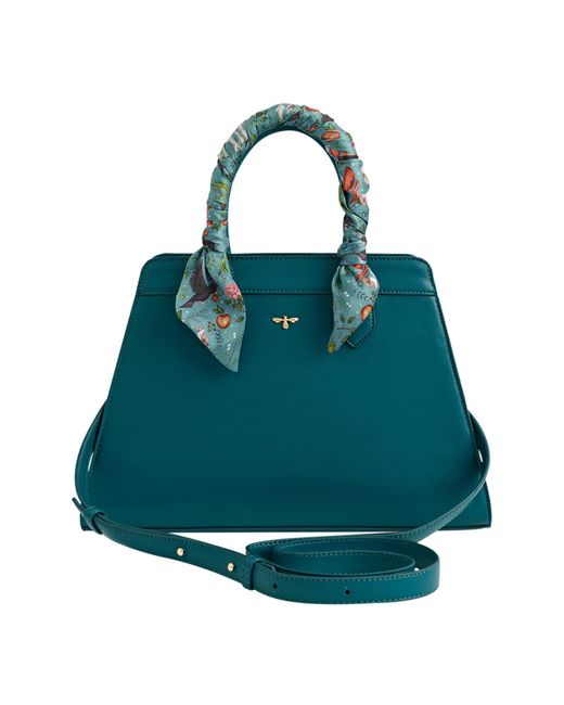Fable England Blue Printed Vegan Leather Tote Bag