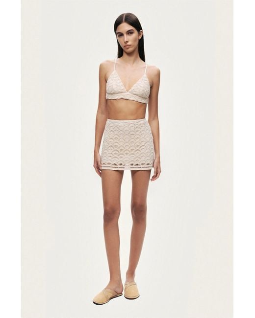 Nocturne Natural High-Waisted Lace Mini Skirt