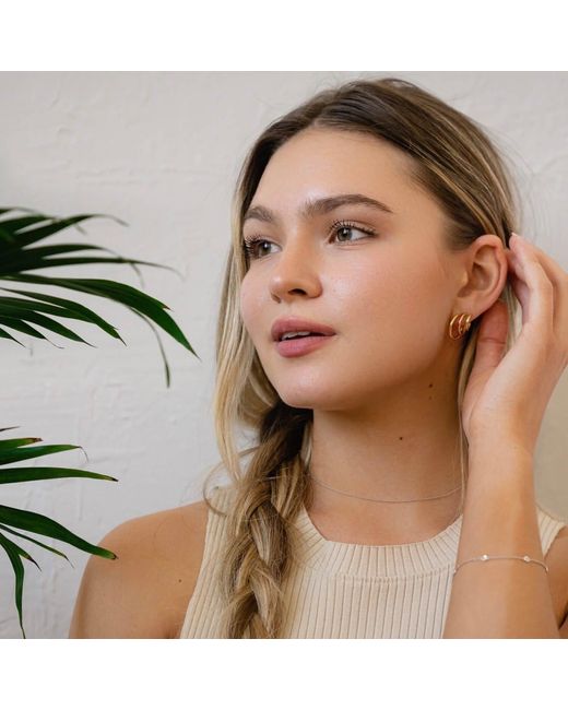 Gold & Honey Metallic Triple Hoop Earrings With Enamel