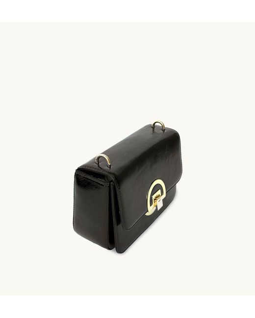 Apatchy London Black The Tilly Chocolate Crinkle Patent Leather Bag