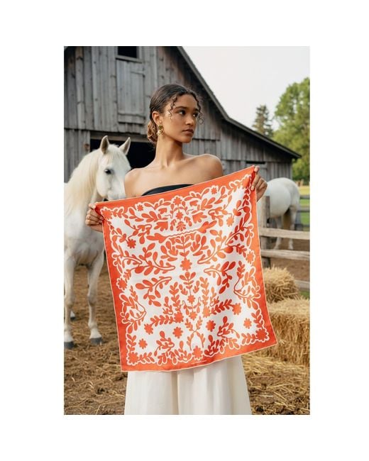 Jessie Zhao New York Red Double Sided Silk Scarf Blessing