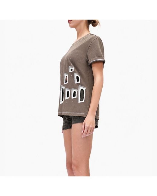 Gao Republic Gray T-Shirt Asymmetric Cut-Out Cotton