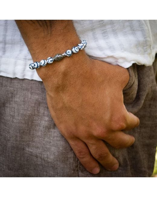 Ebru Jewelry Blue Buddha Spirit Nepal Bead Bracelet for men