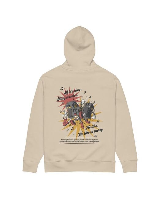 Anchor and Crew Natural Neutrals Desert Dust If It's Nice Play It Twice Disco! Organic Cotton Embroidered Heavyweight Hoodie