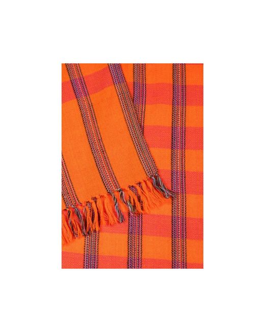 Heritagemoda Orange Tartan Plaid Wool Scarf