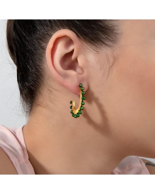 Milou Jewelry Green Oval Hoop Earrings