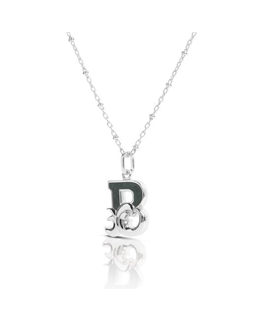 Kasun Metallic Solid B Initial Necklace With Marble