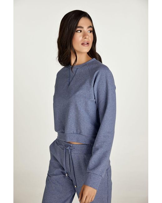 Conquista Blue Crop Melange Sweatshirt